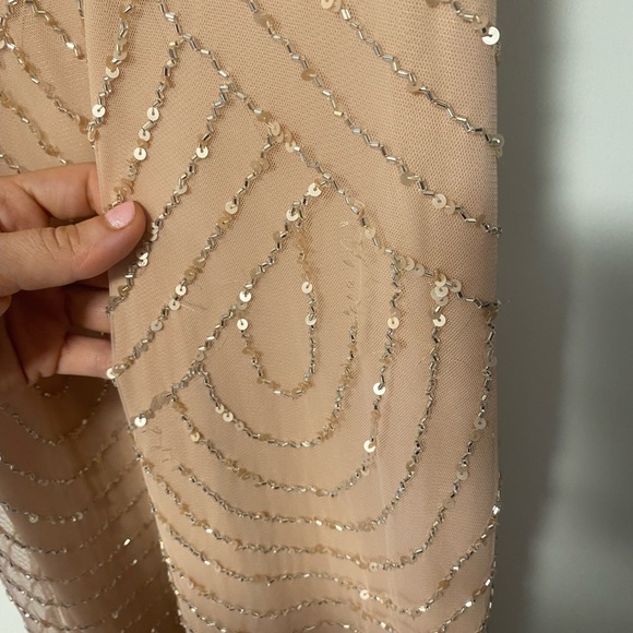 Adrianna Papell Art Deco Beaded Blouson Gown in Blush - Picture 9 of 9